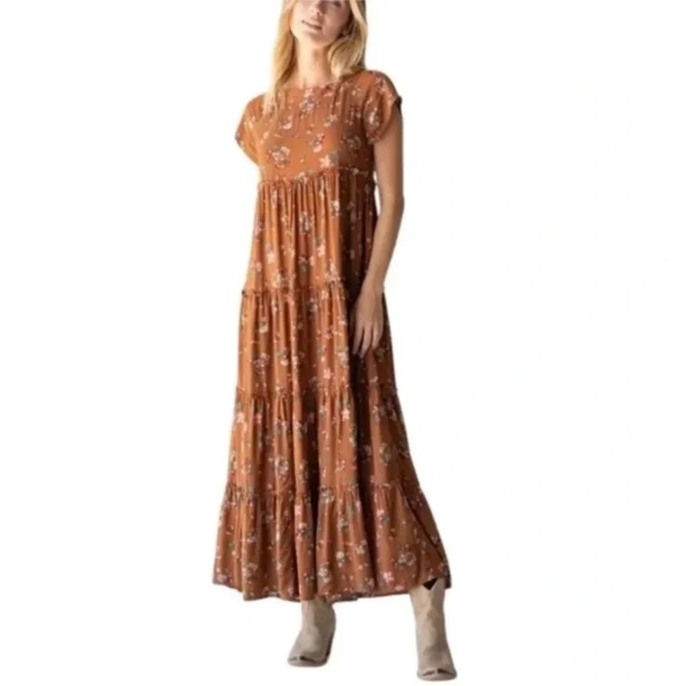 NATURAL LIFE Floral Brown Maxi Dress - Picture 7 of 8
